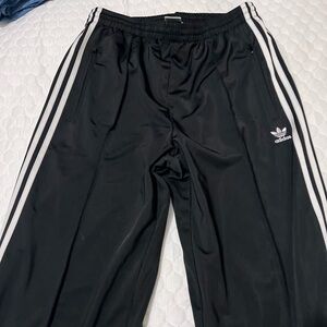 adidas women black Track Pants with White Stripes